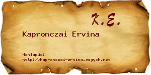 Kapronczai Ervina névjegykártya