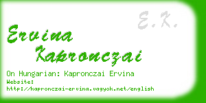 ervina kapronczai business card